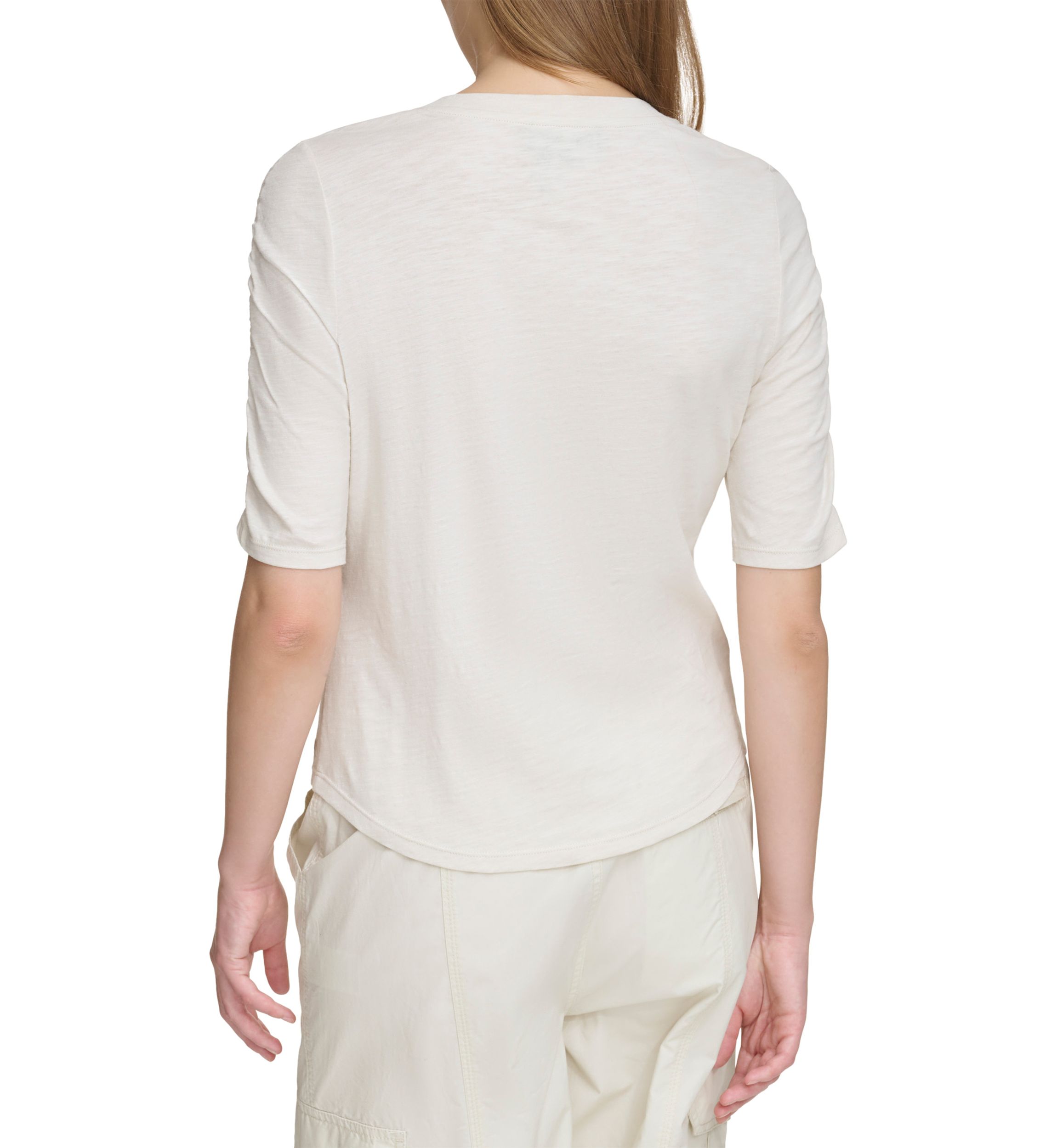 Womens Ruch Sleeve Knit Top