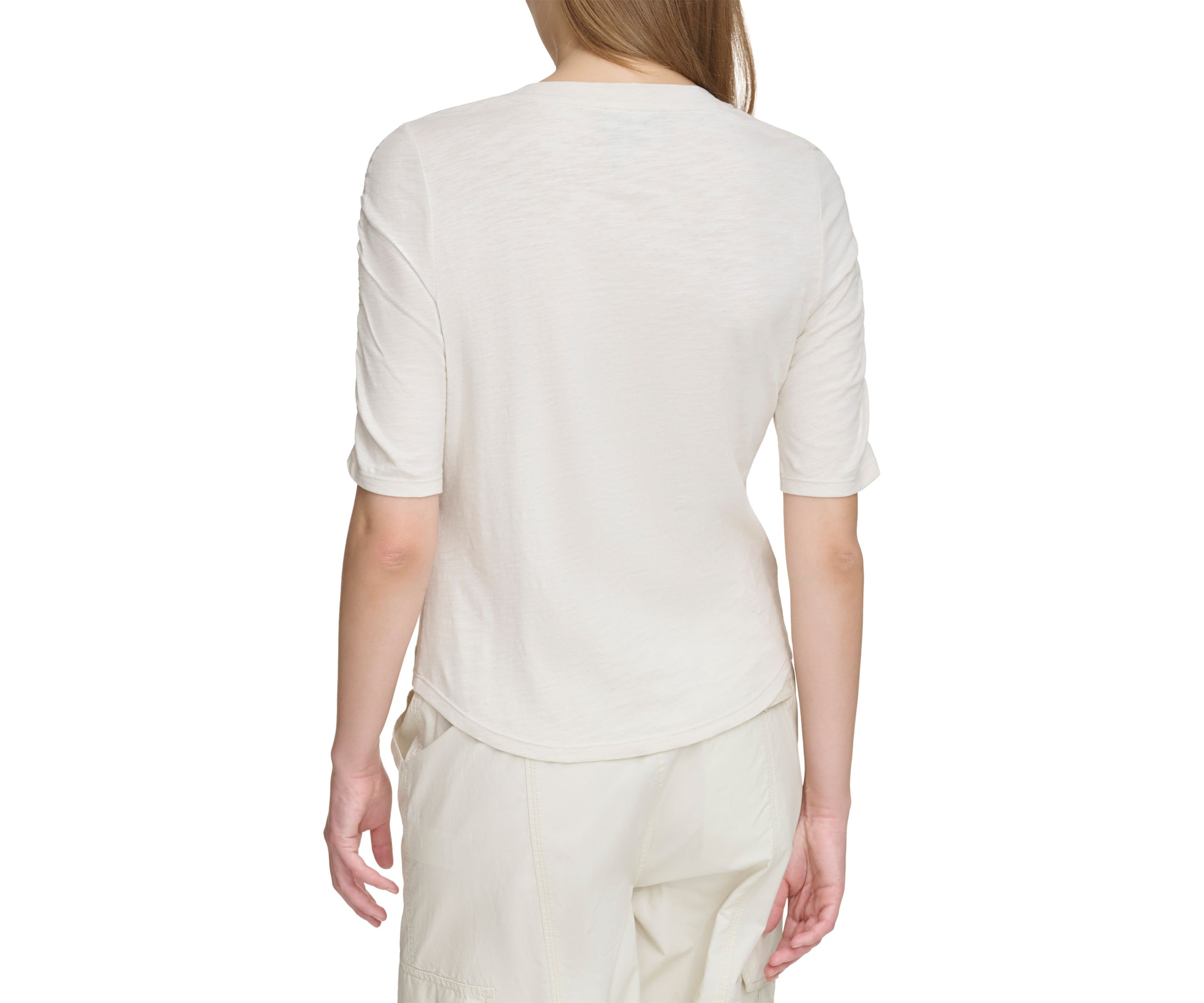 Womens Ruch Sleeve Knit Top