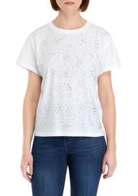 DKNY Jeans Women's Short Sleeve Stud T-Shirt, XS
