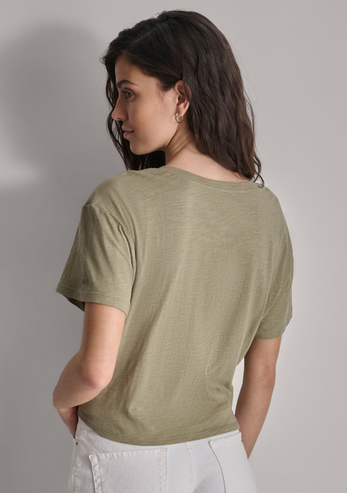 Wiomens Twist Front Slub T-Shirt