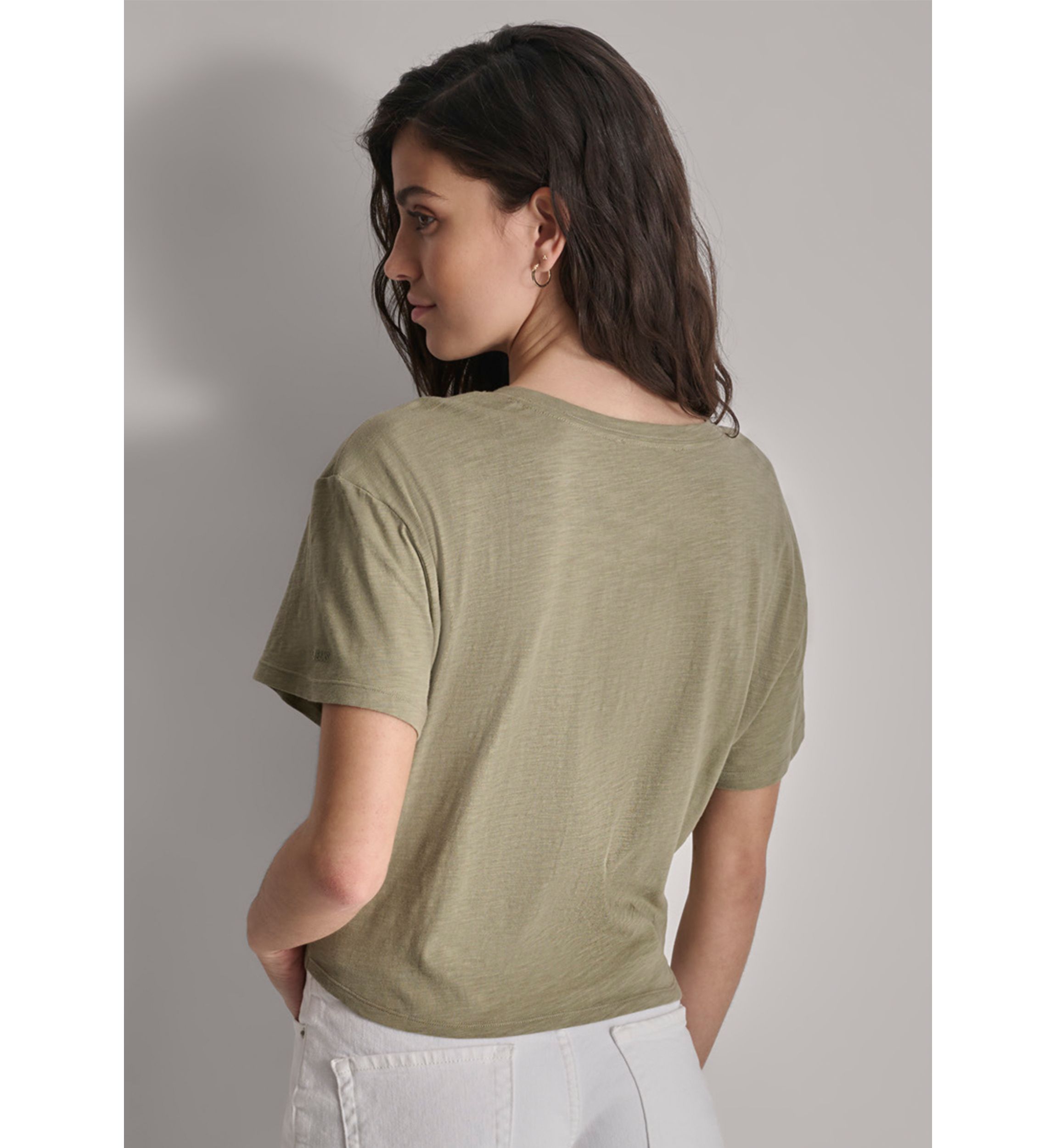 Wiomens Twist Front Slub T-Shirt