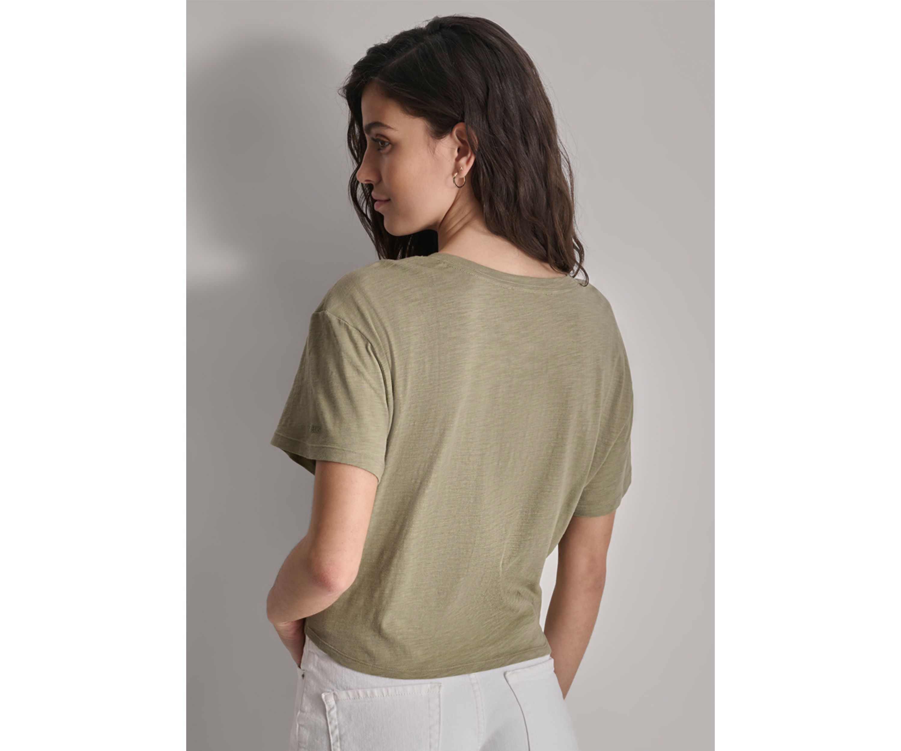 Wiomens Twist Front Slub T-Shirt