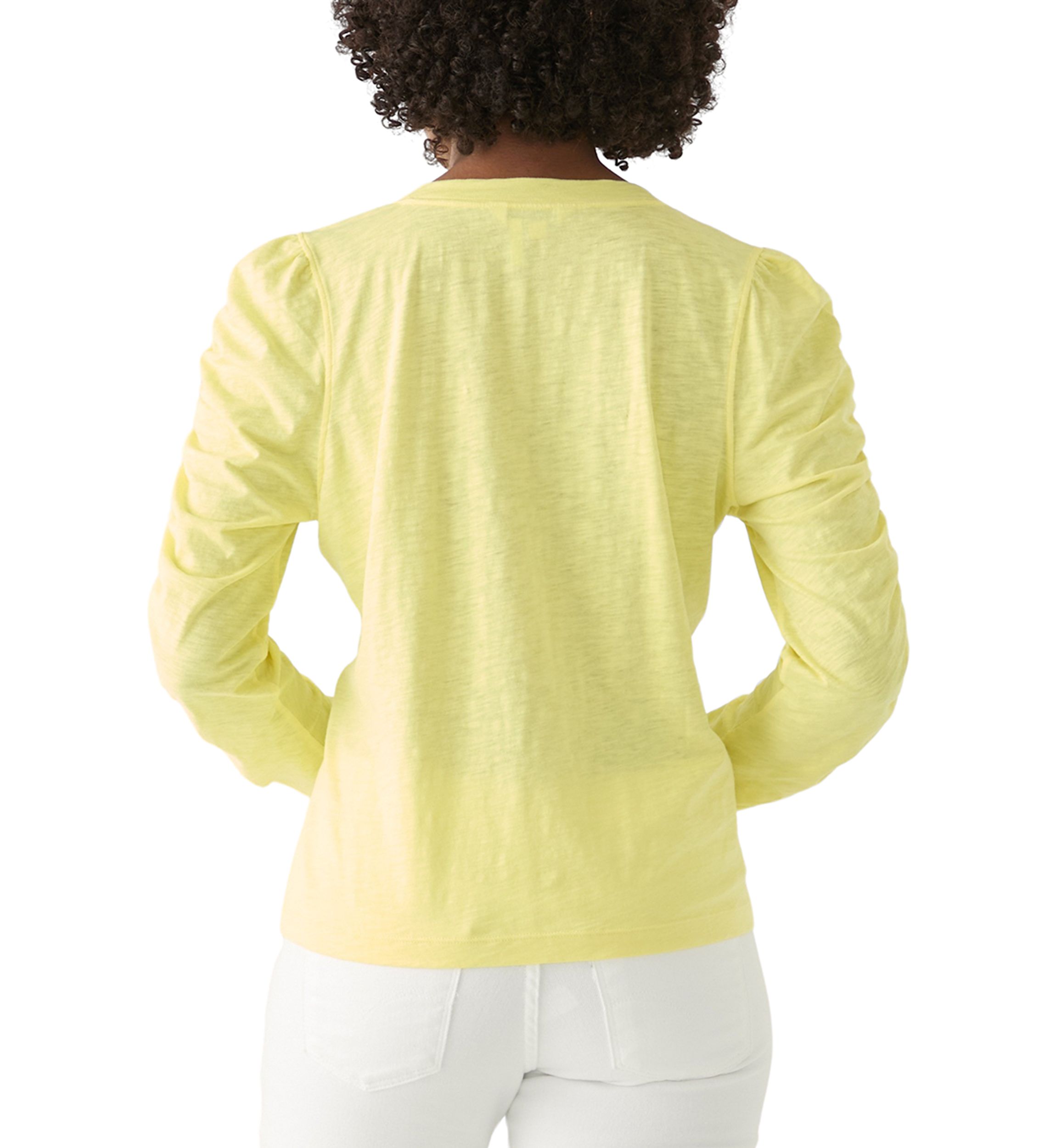 Womens Ruch Long Sleeve V-Neck Knit Top