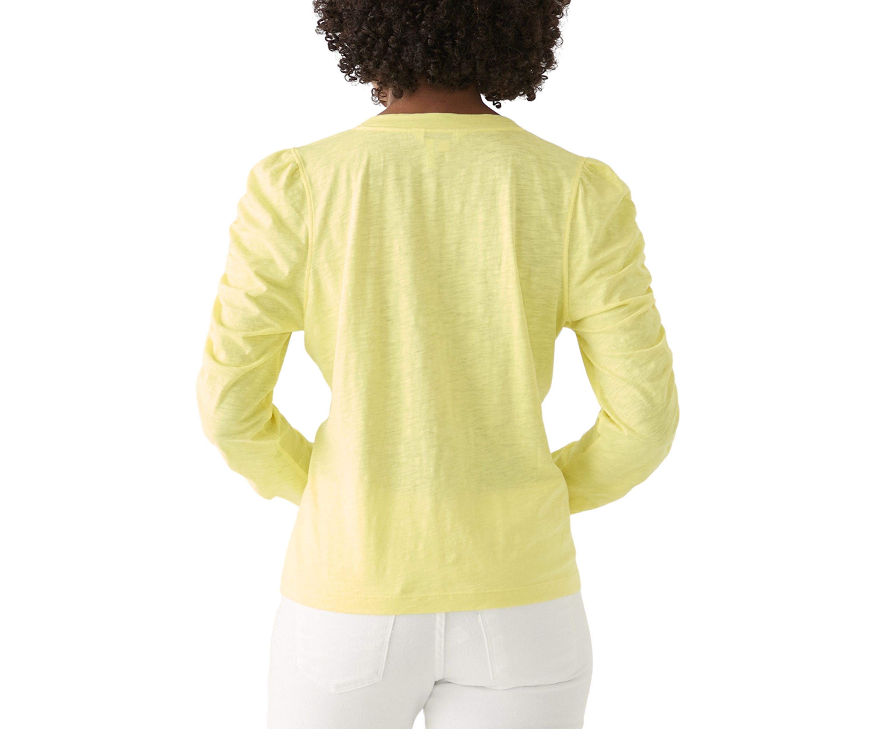 Womens Ruch Long Sleeve V-Neck Knit Top