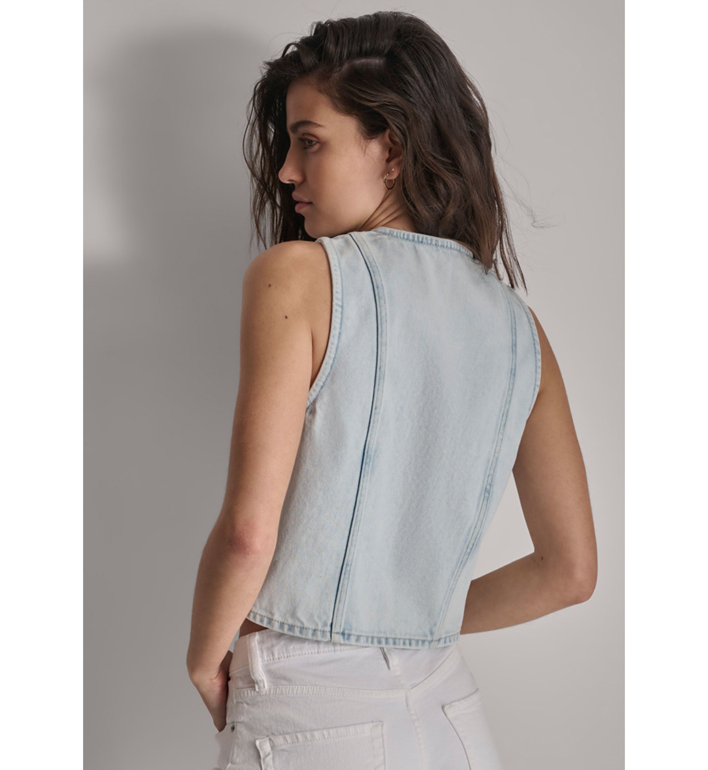 Womens Button Front Denim Vest