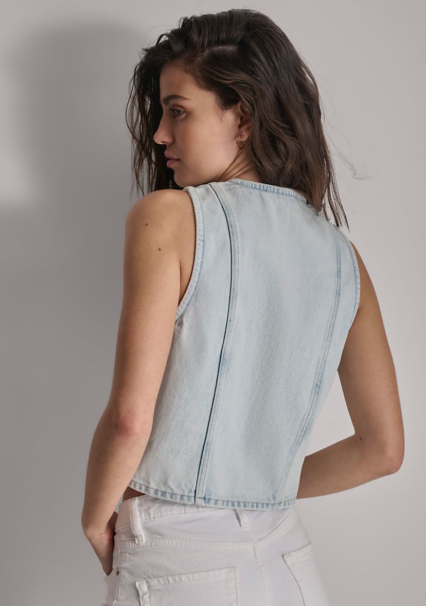 Womens Button Front Denim Vest