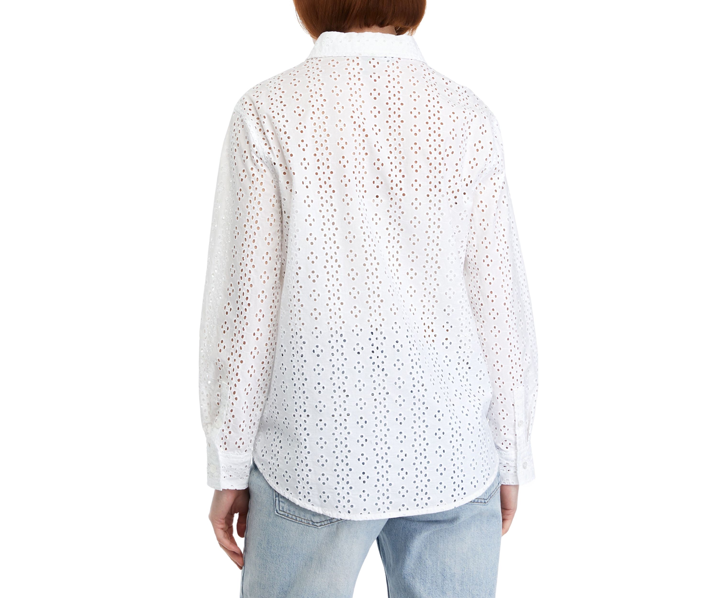 Womens Roll Sleeve Eyelet Shirt