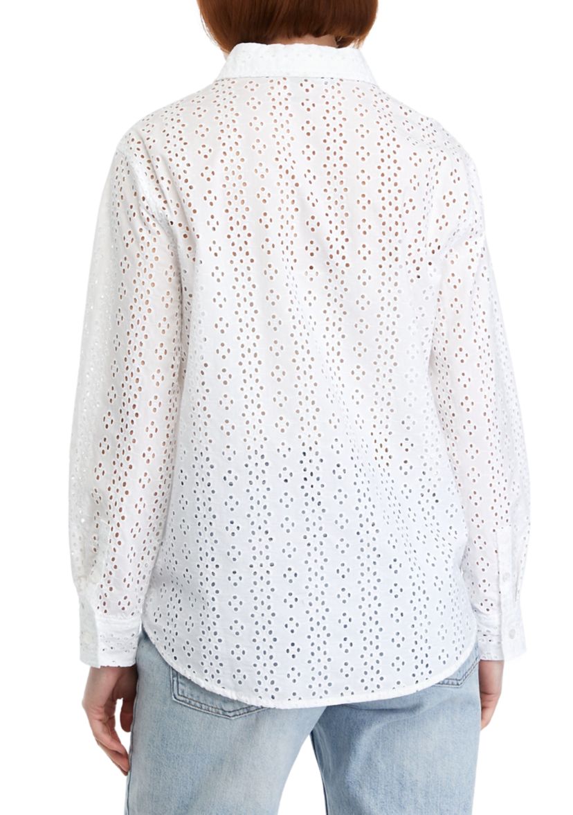 Womens Roll Sleeve Eyelet Shirt
