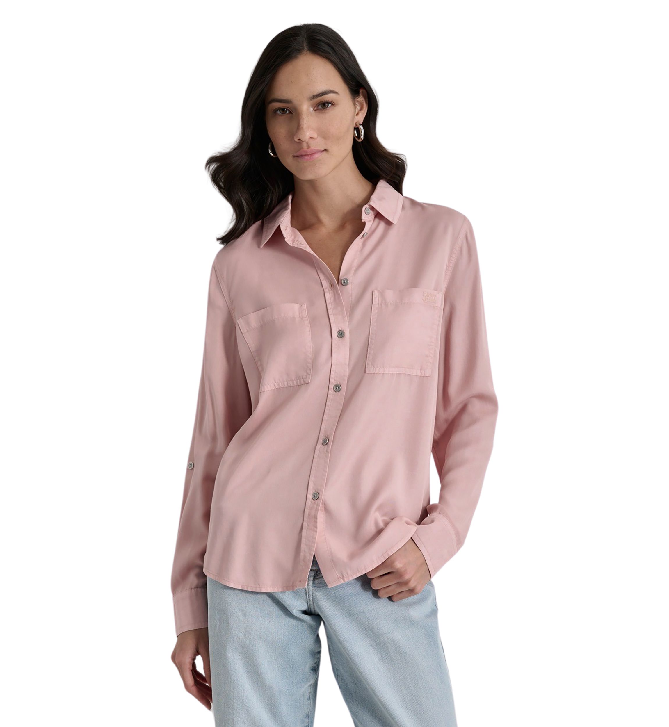 Womens Long Sleeve Chambray Tencel Shirt