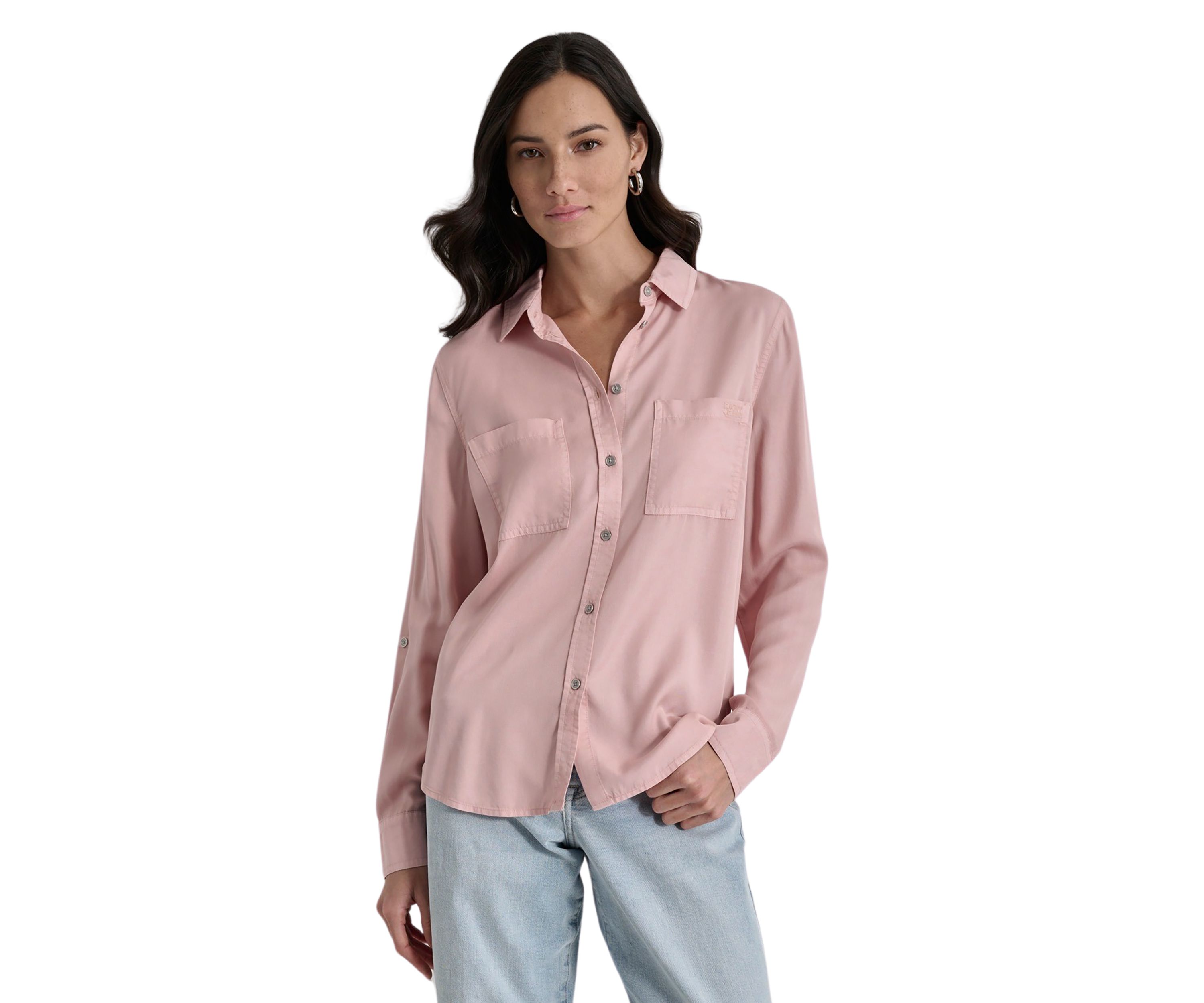 Womens Long Sleeve Chambray Tencel Shirt