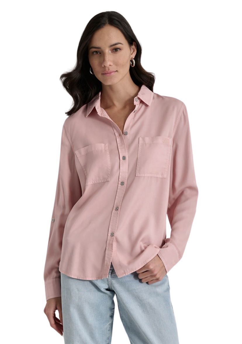 Womens Long Sleeve Chambray Tencel Shirt