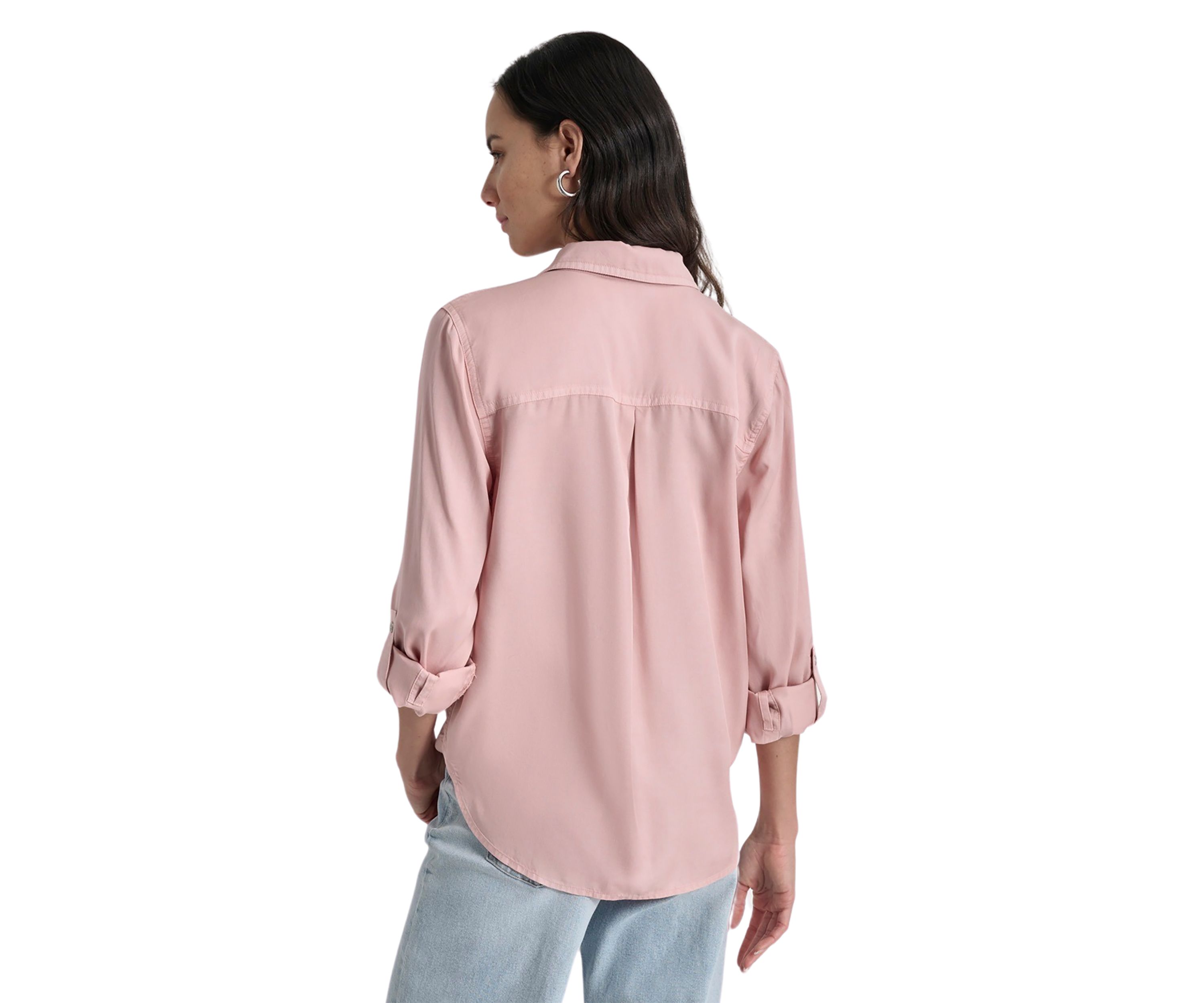 Womens Long Sleeve Chambray Tencel Shirt