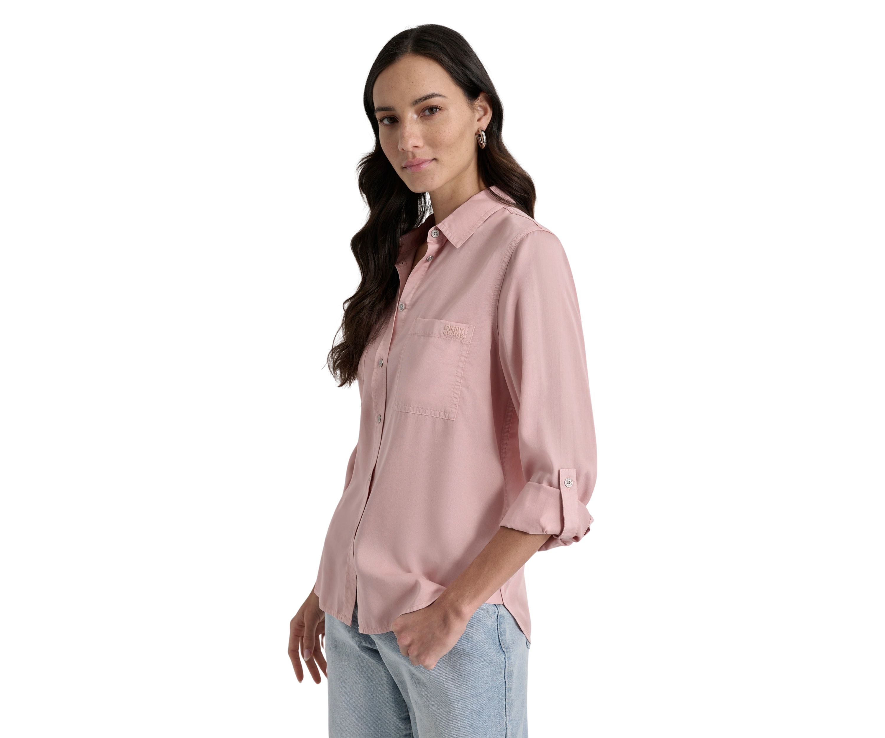 Womens Long Sleeve Chambray Tencel Shirt