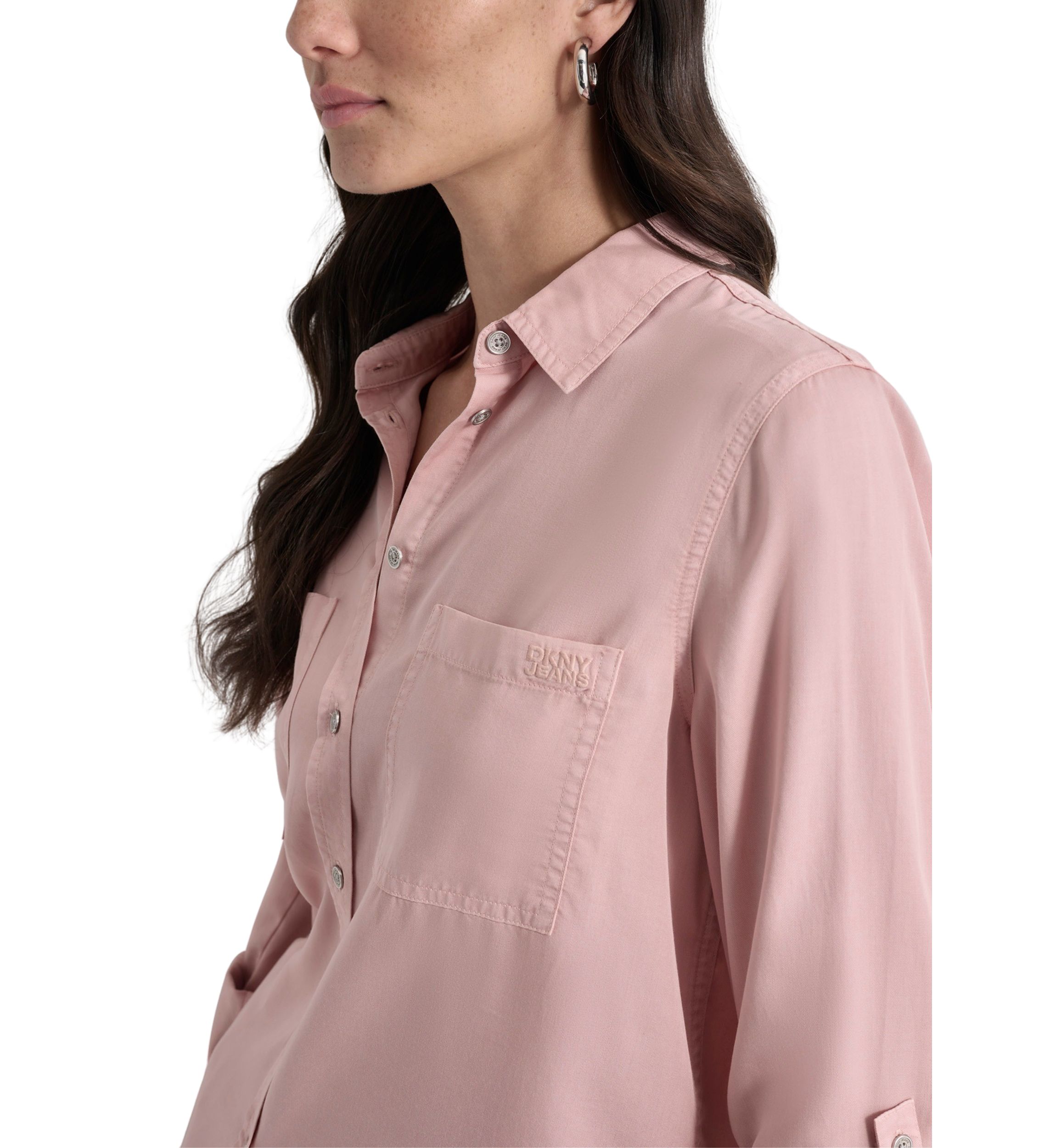 Womens Long Sleeve Chambray Tencel Shirt