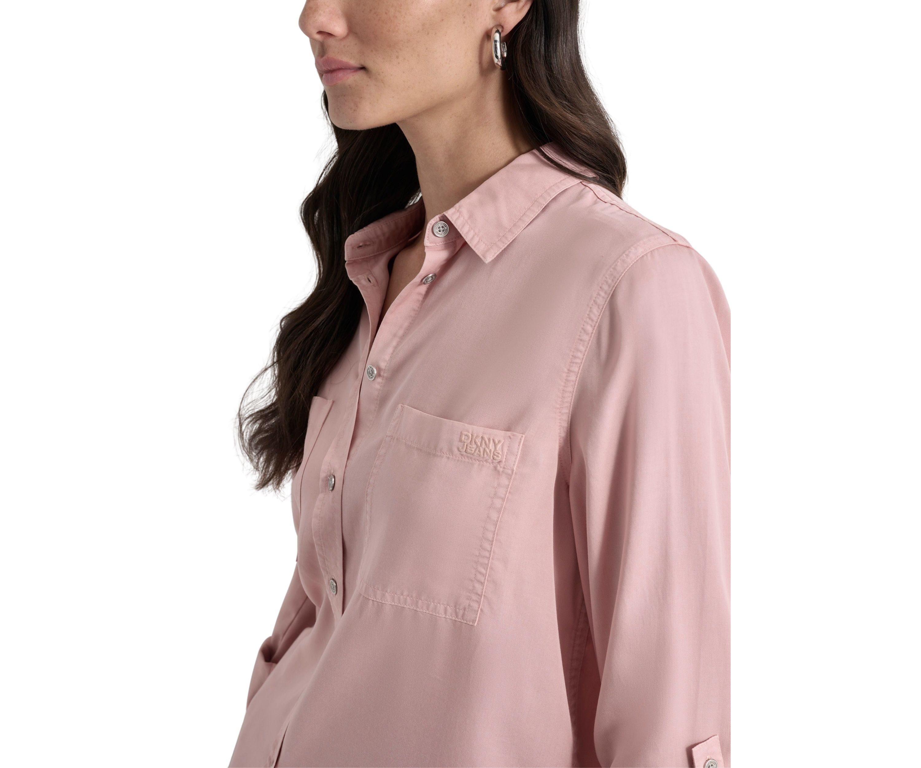 Womens Long Sleeve Chambray Tencel Shirt
