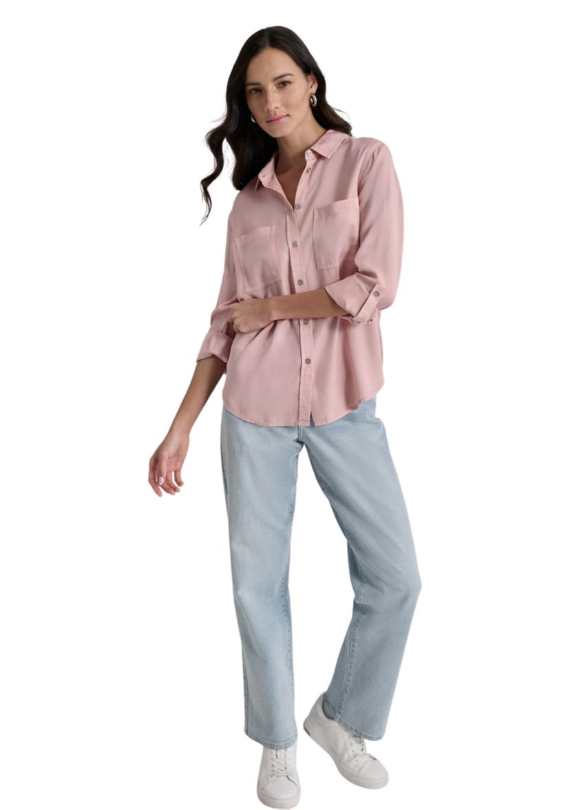Womens Long Sleeve Chambray Tencel Shirt