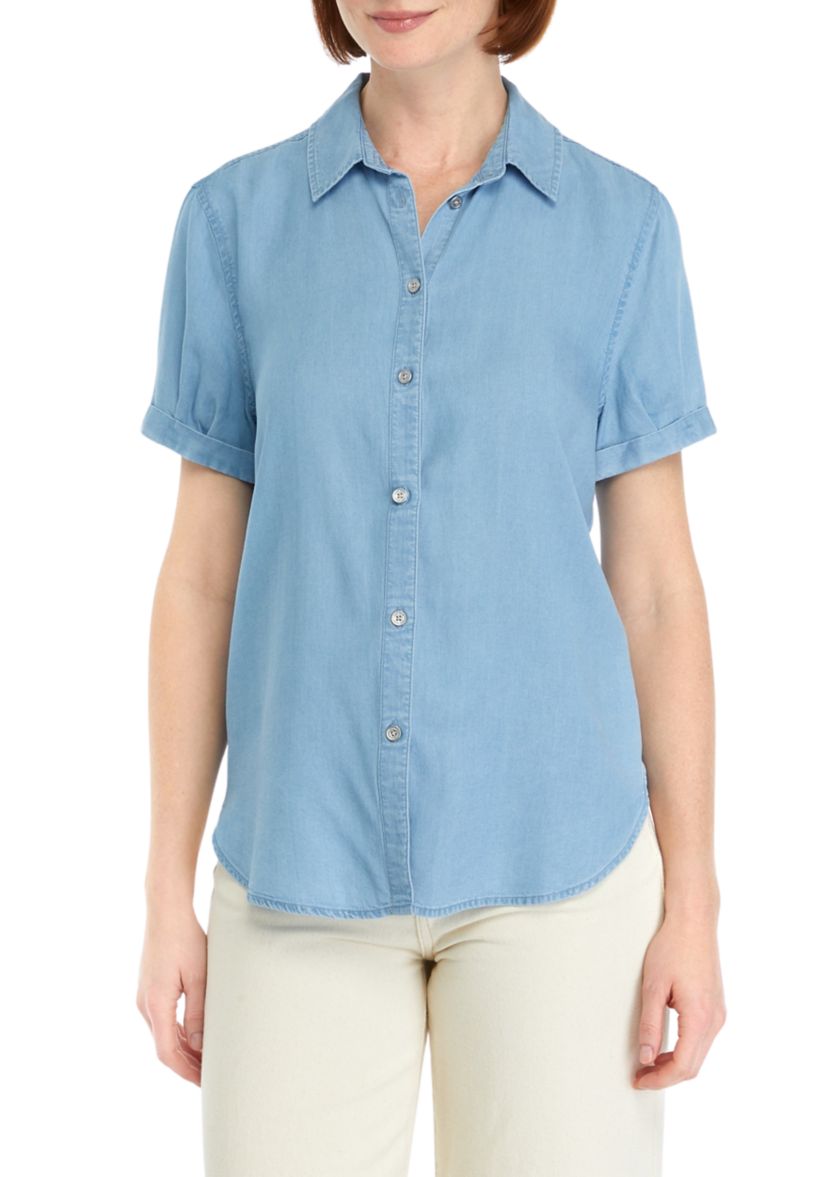 Womens Short Sleeve Tencel Shirt