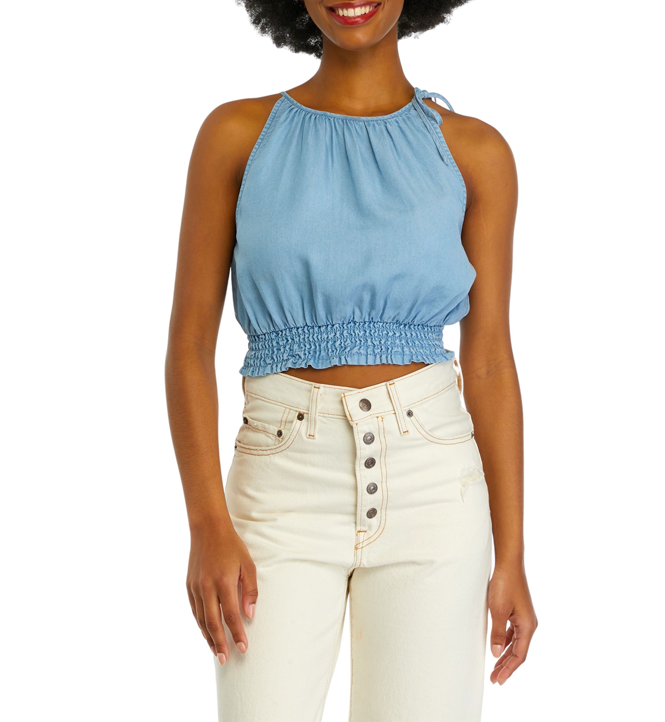 Womens Smock Hem Tencel Tank Top