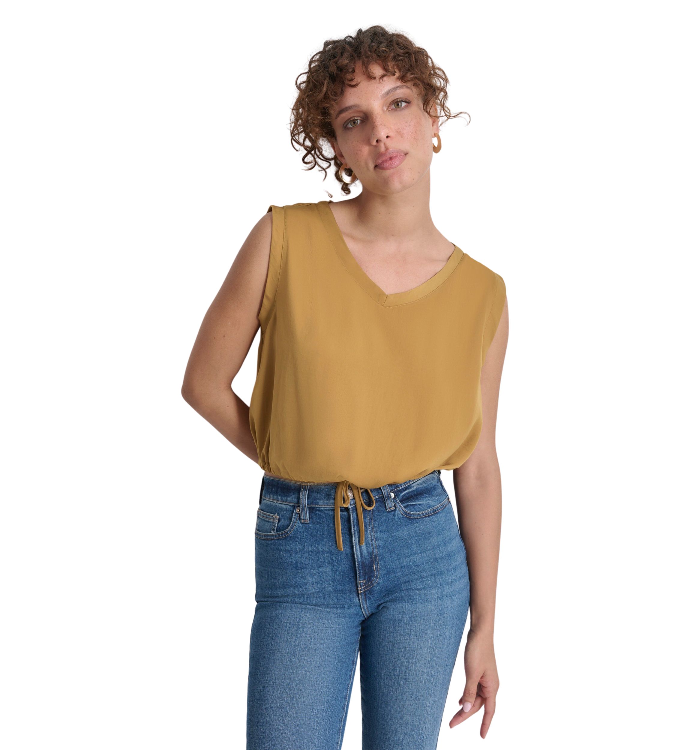 Womens Sleeveless Tie Waist Blouse