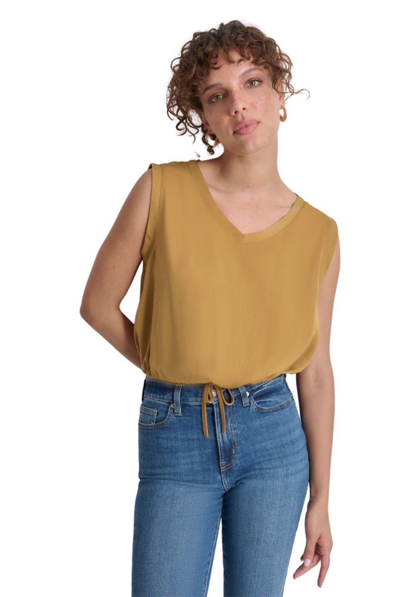 Womens Sleeveless Tie Waist Blouse