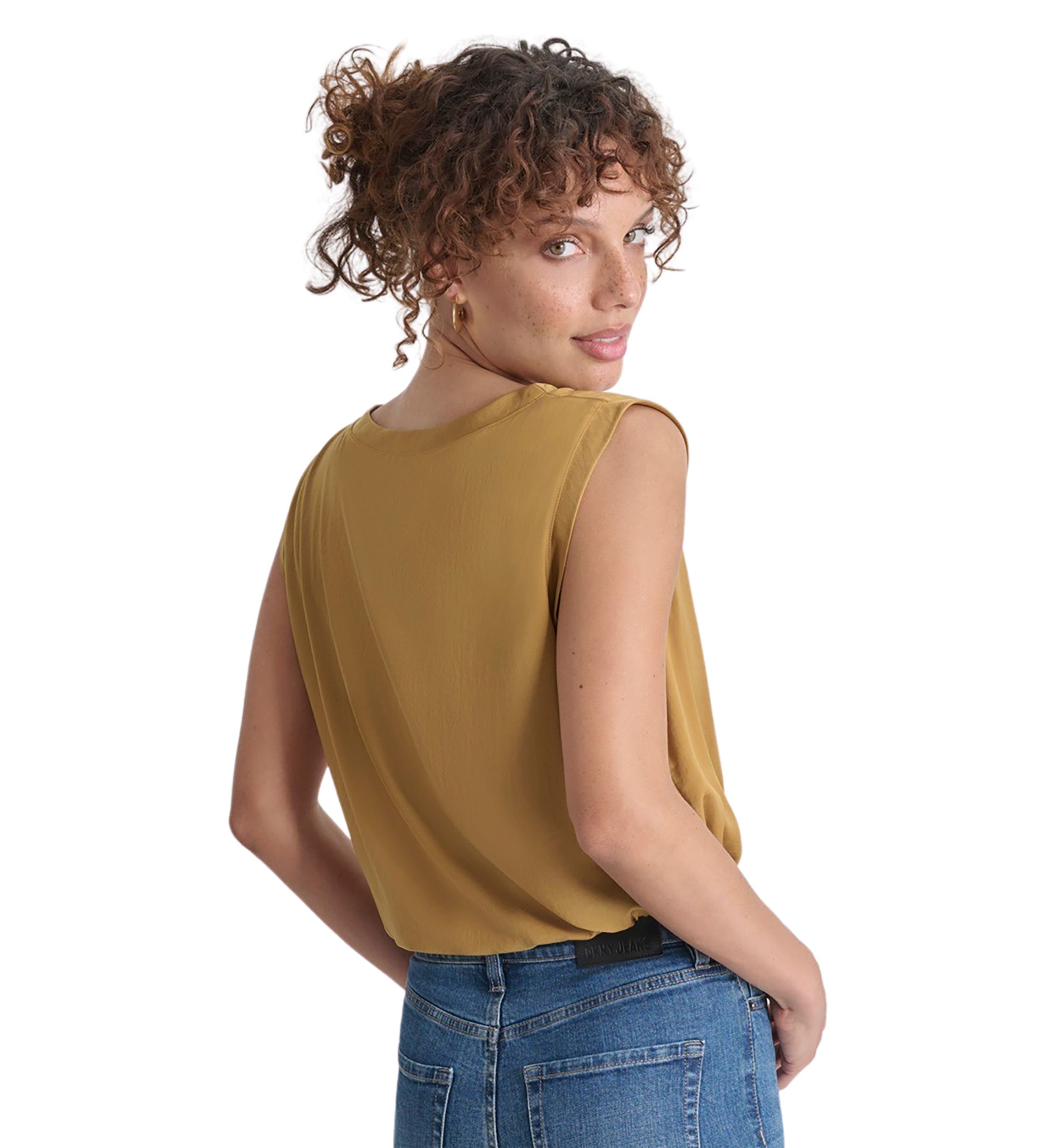 Womens Sleeveless Tie Waist Blouse