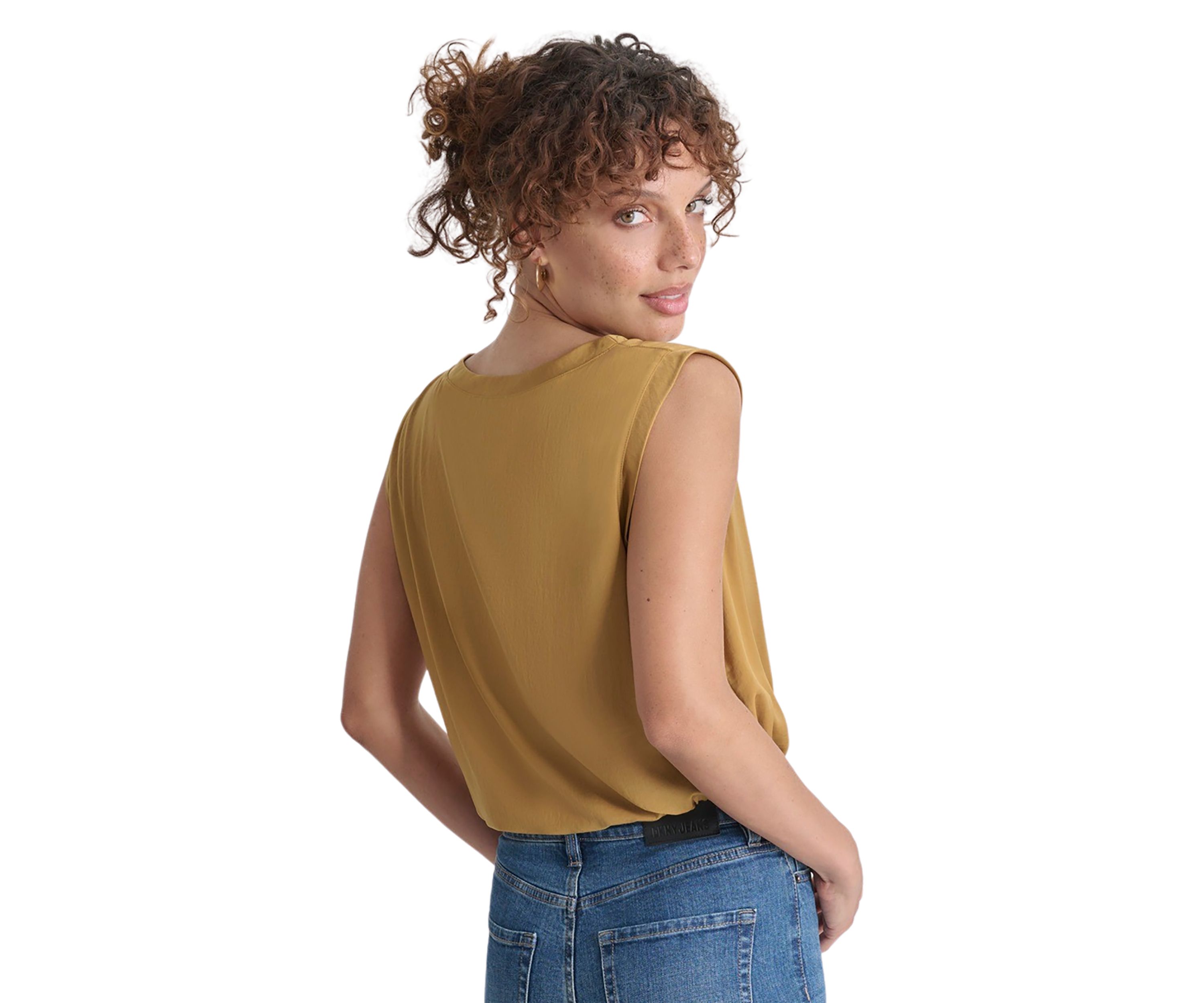 Womens Sleeveless Tie Waist Blouse