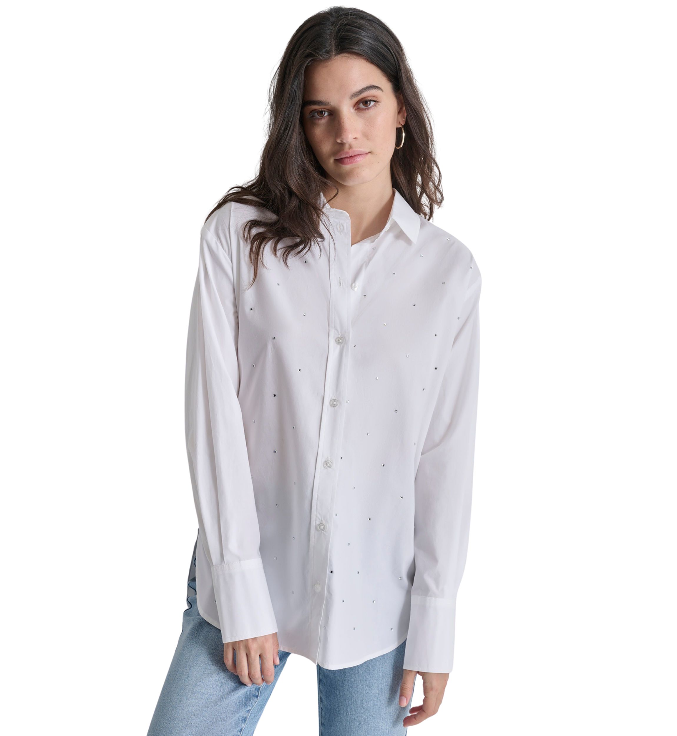 Womens Long Sleeve Rhinestone Shirt