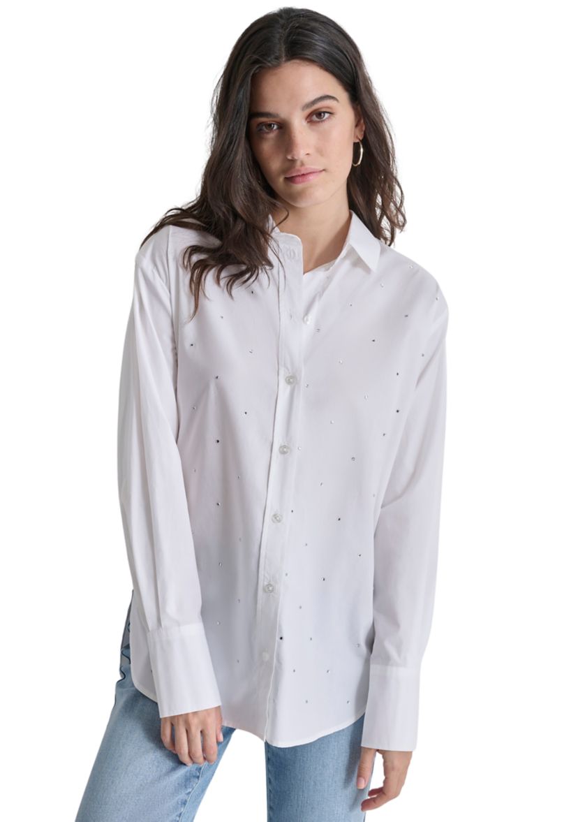 Womens Long Sleeve Rhinestone Shirt
