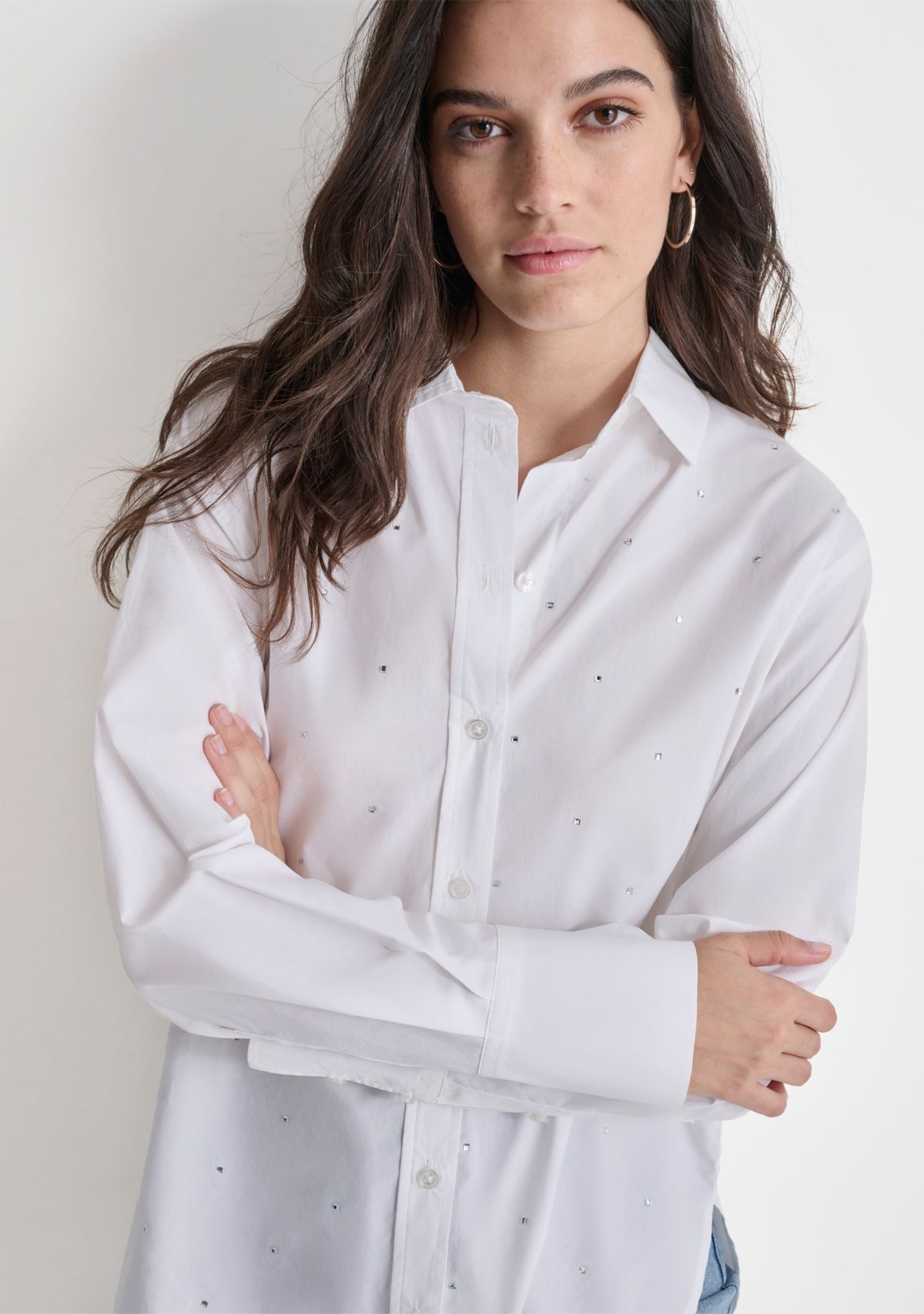 Womens Long Sleeve Rhinestone Shirt