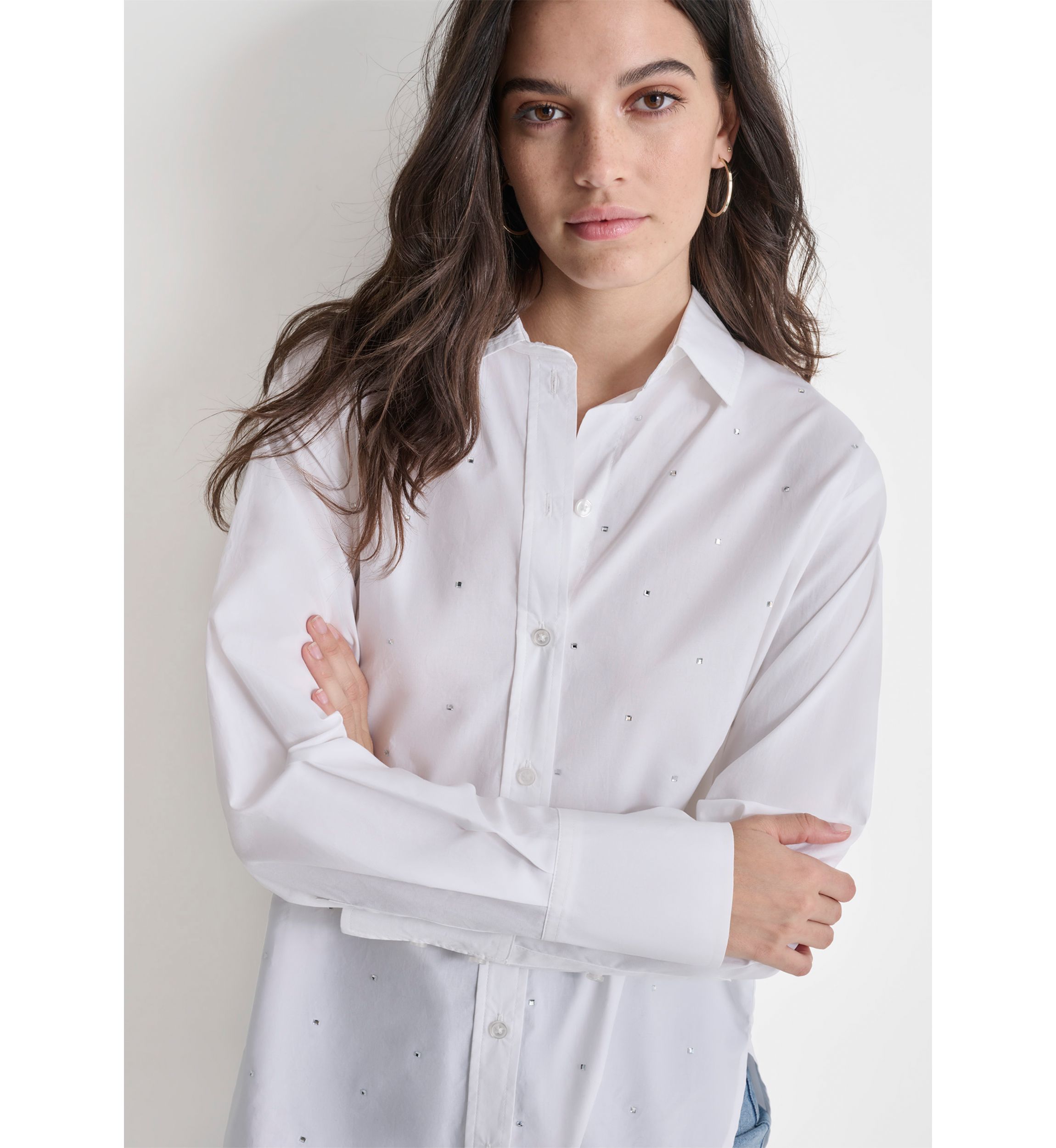 Womens Long Sleeve Rhinestone Shirt