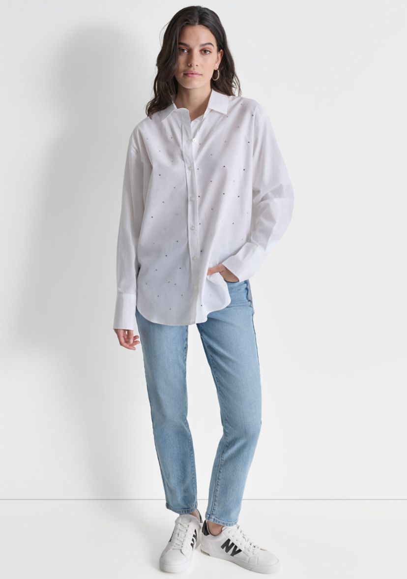 Womens Long Sleeve Rhinestone Shirt