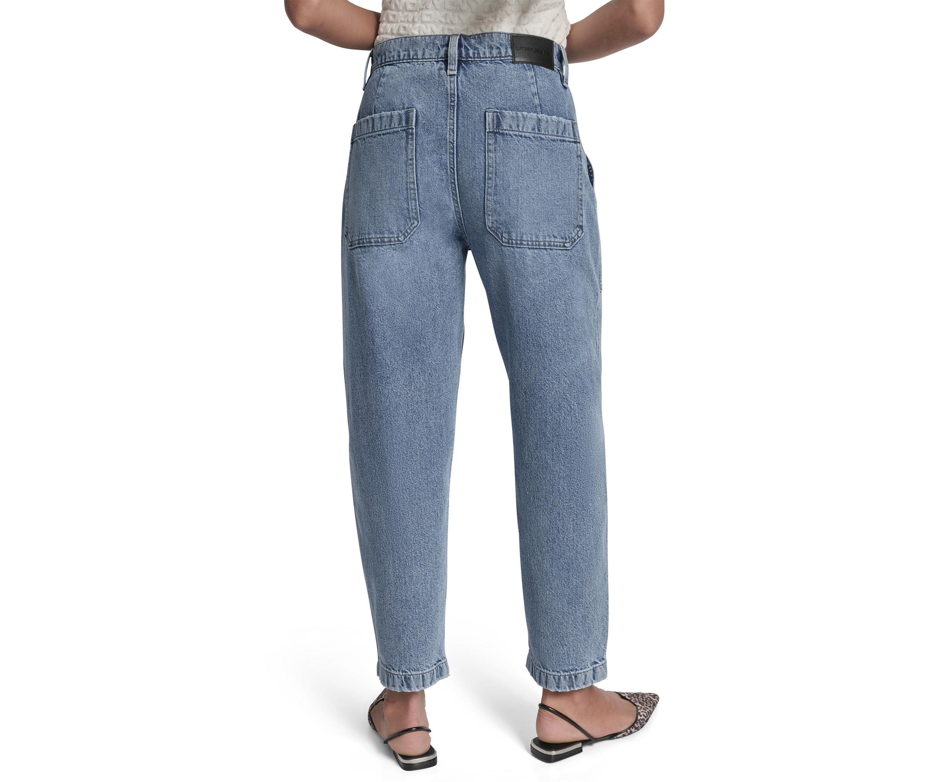Womens High Rise Utility Barrel Jeans 