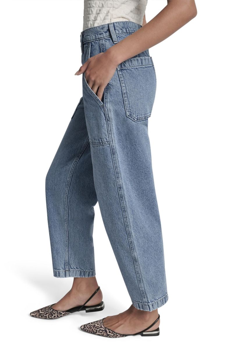 Womens High Rise Utility Barrel Jeans 