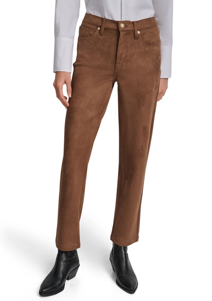 Womens Mid Rise Classic Straight Leg Pants