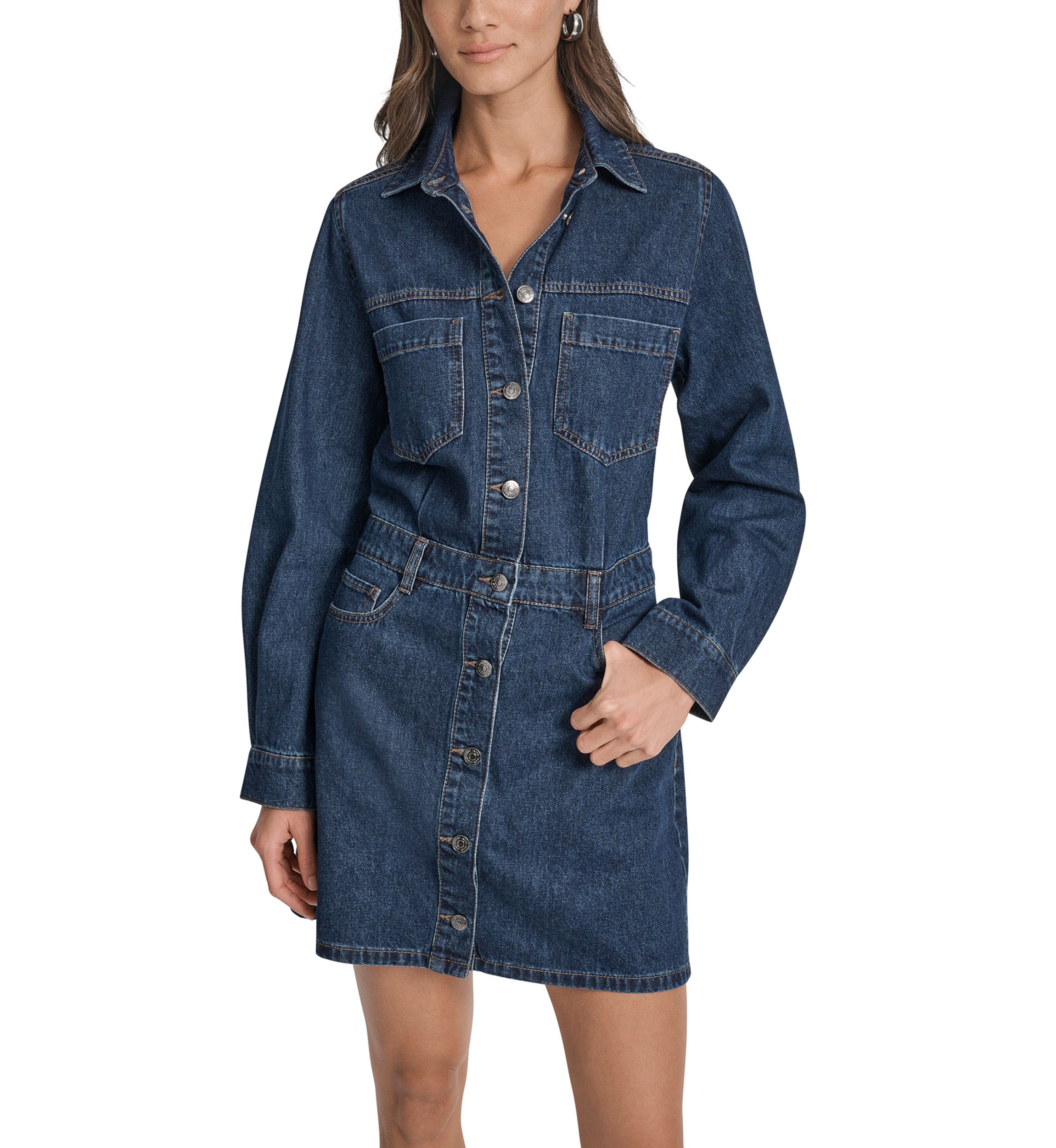 DKNY Jeans Women's Button Down Long Sleeve Denim Dress | Belk