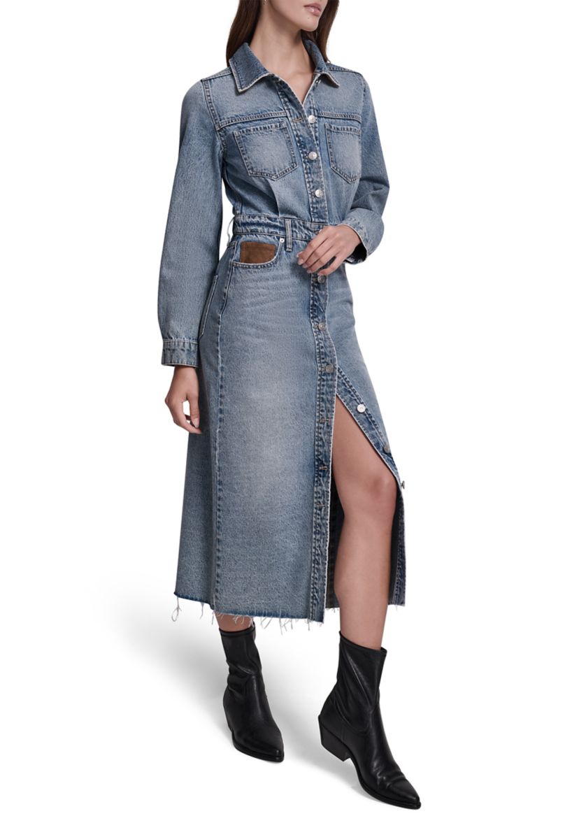 Womens Button Front Maxi Dress