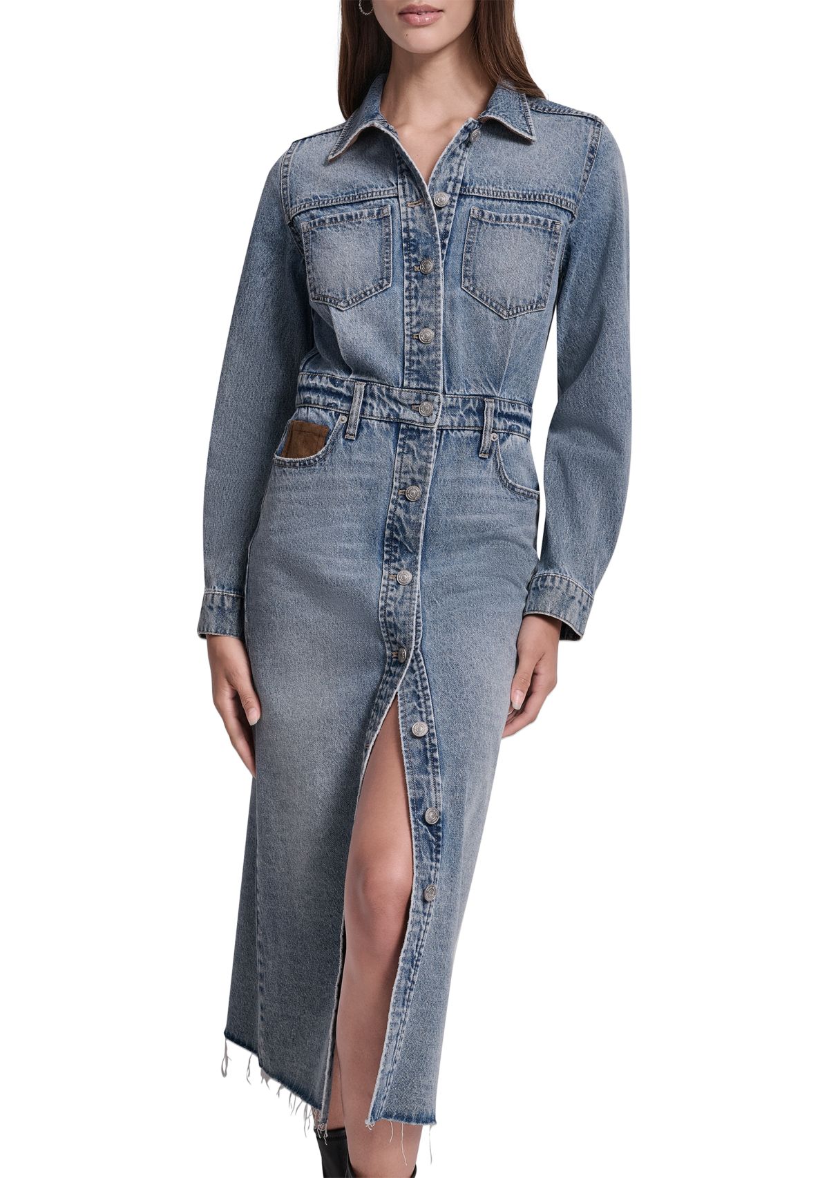 Womens Button Front Maxi Dress