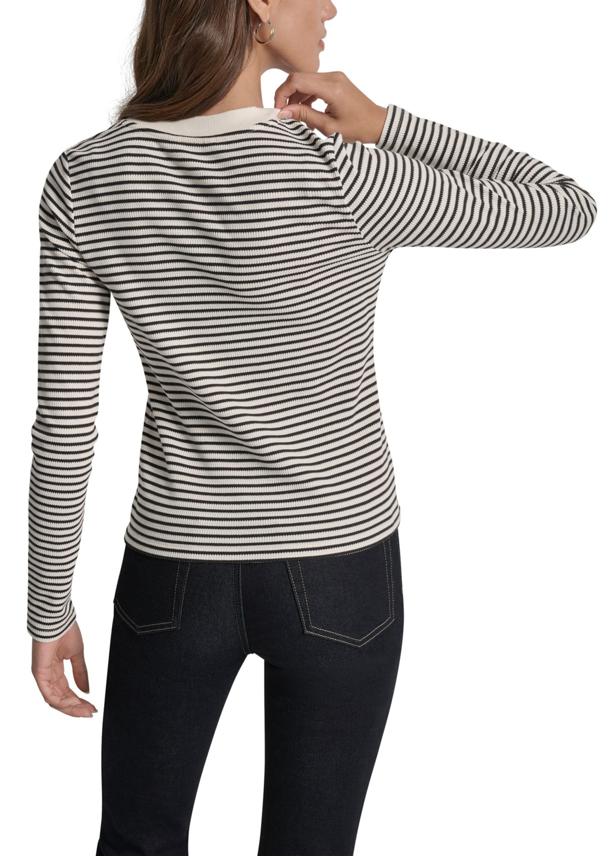 Womens Thermal Rib Long Sleeve Button Front Short Cardigan