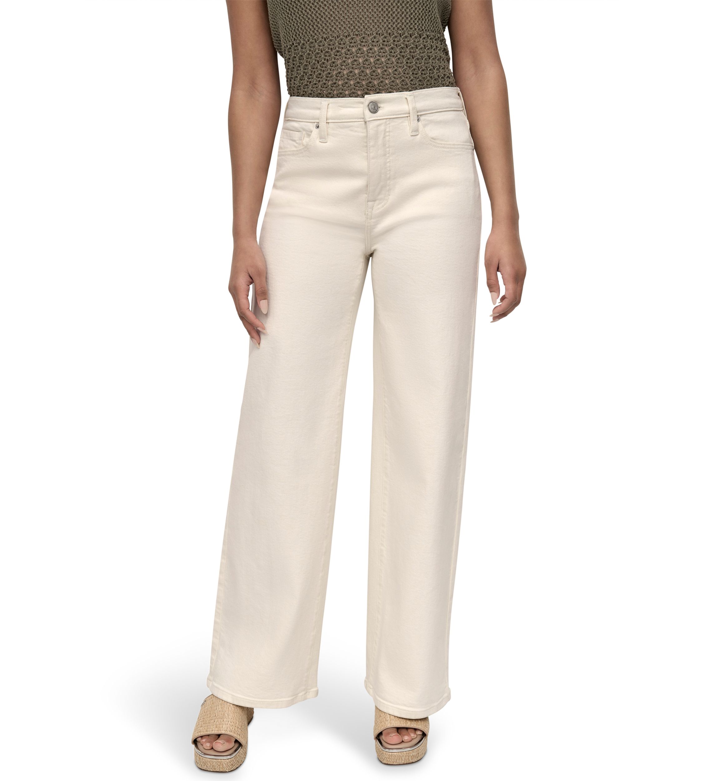 Womens High Rise Tailored Wide Leg Jeans