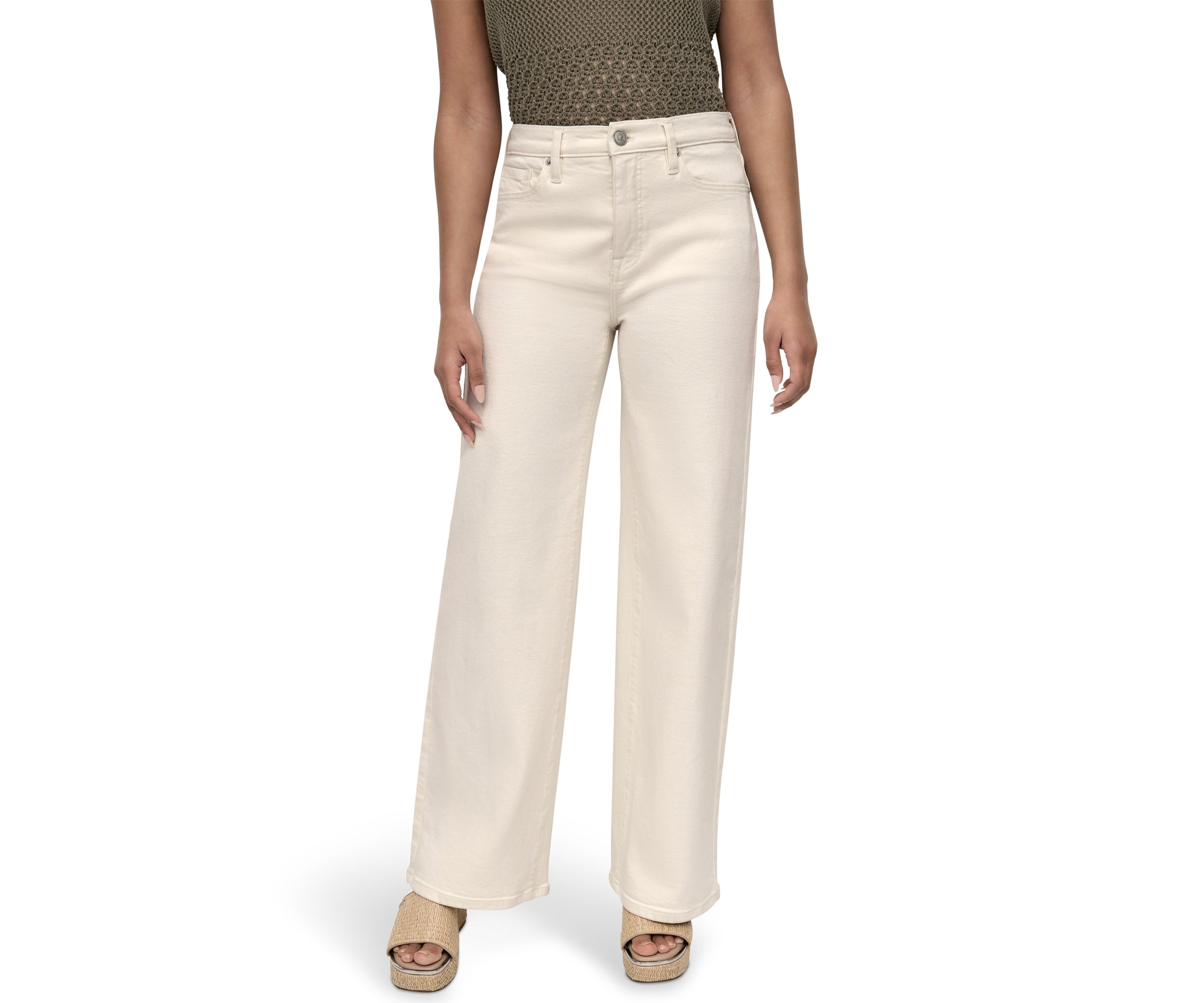 Womens High Rise Tailored Wide Leg Jeans