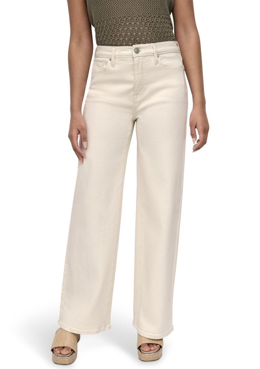 Womens High Rise Tailored Wide Leg Jeans
