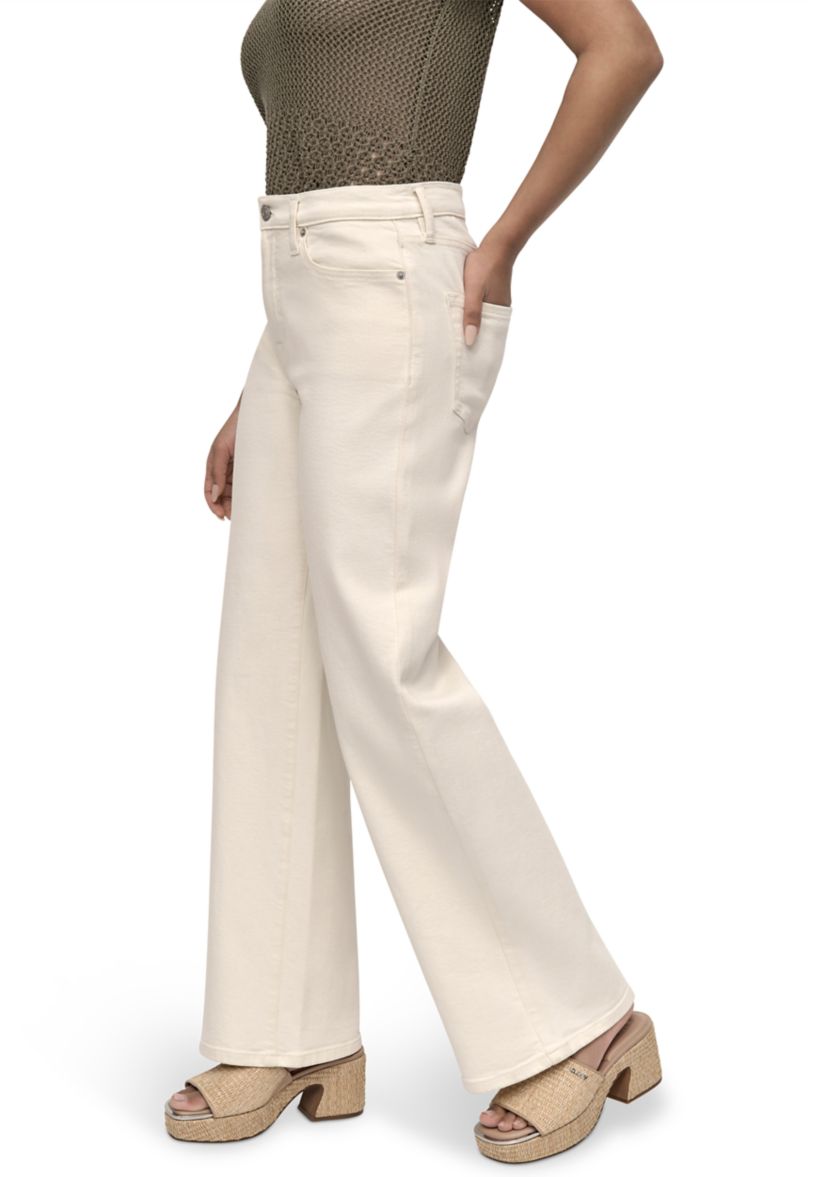 Womens High Rise Tailored Wide Leg Jeans