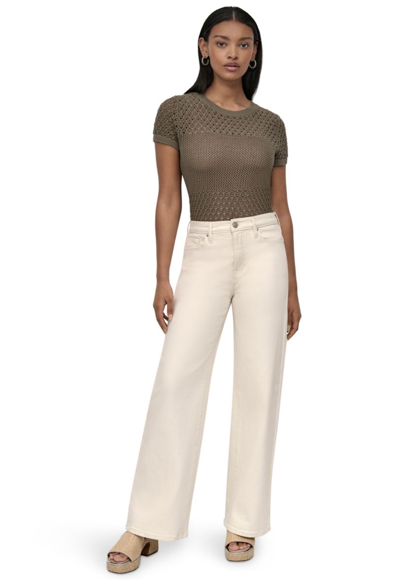 Womens High Rise Tailored Wide Leg Jeans