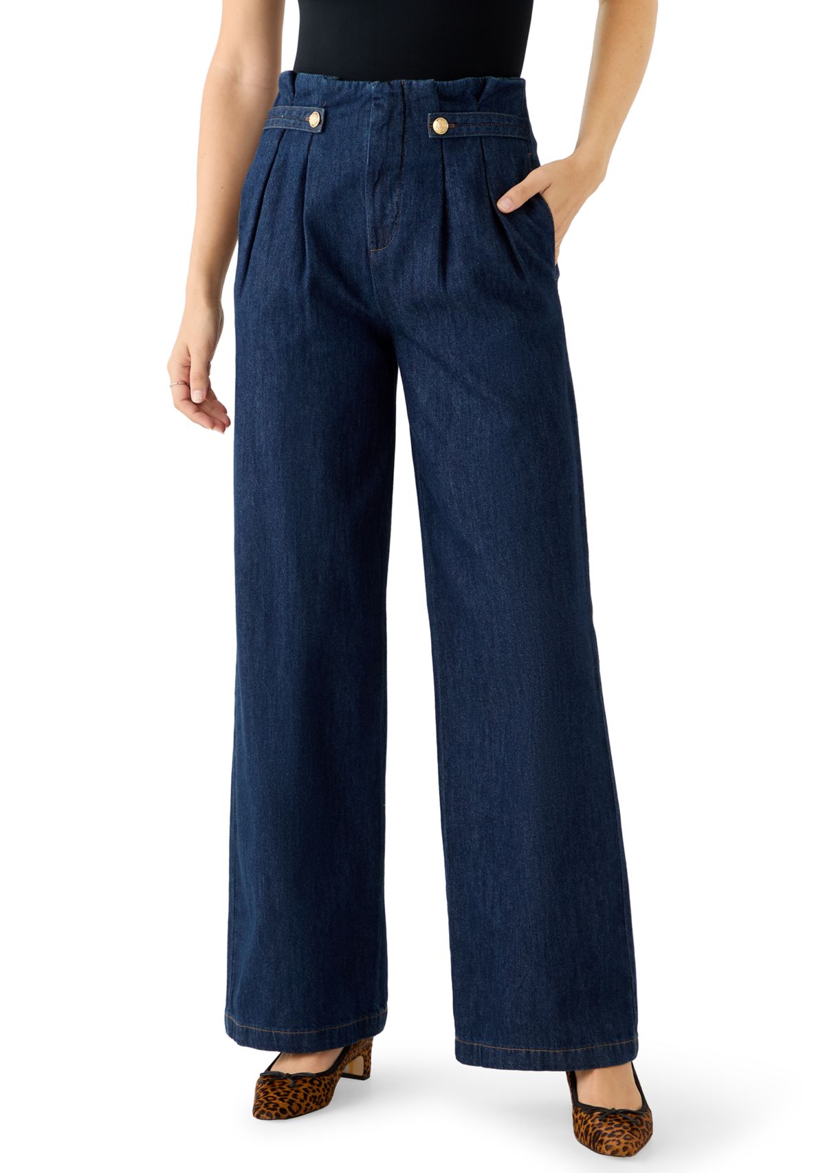 Womens Wide Leg Denim Trousers