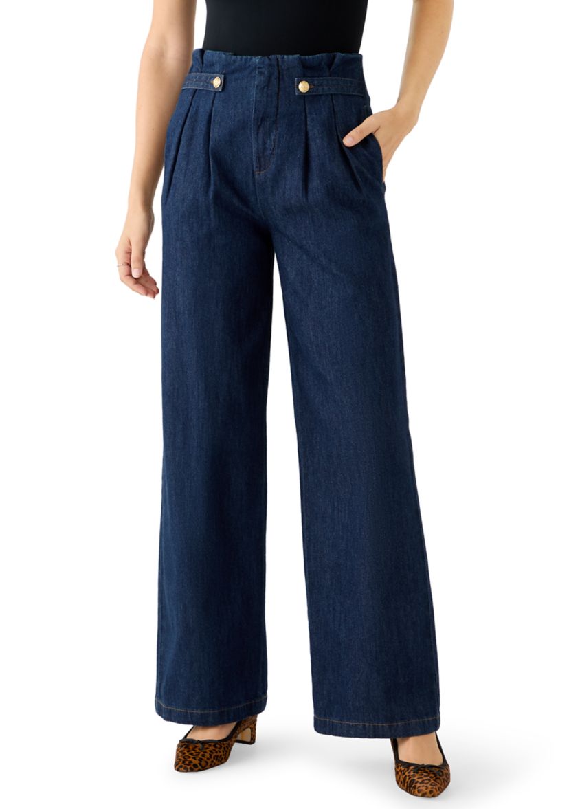 Womens Wide Leg Denim Trousers