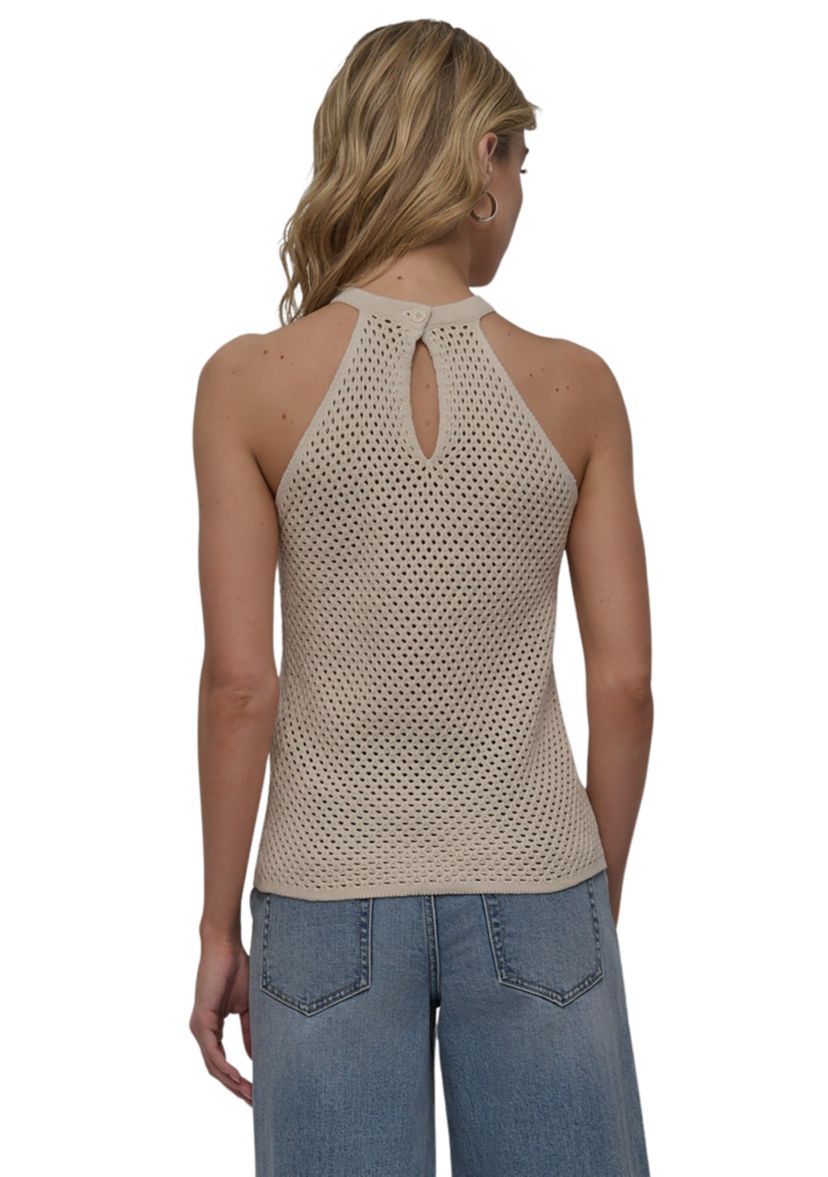 Womens Halter Open Stitch Cropped Top