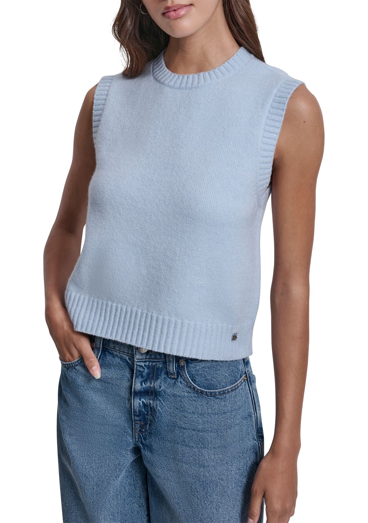 Womens Sleeveless Crew Neck Sweater Vest