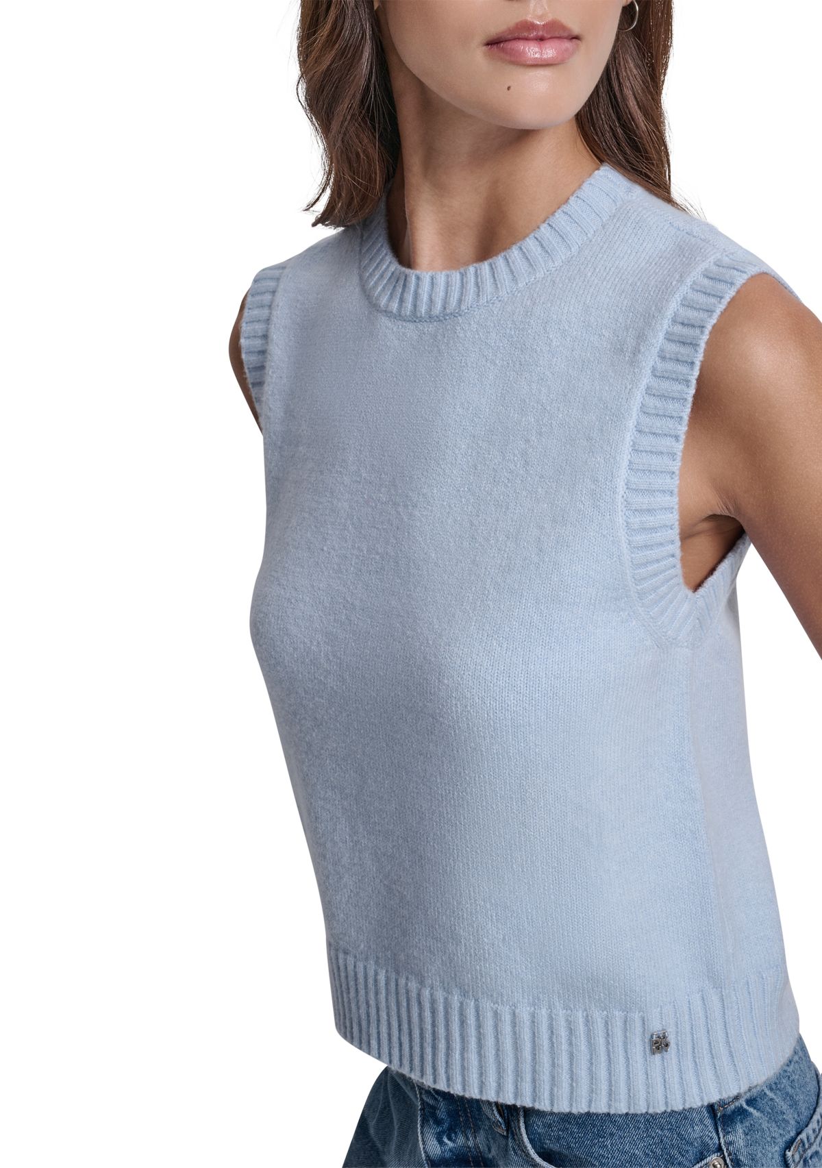 Womens Sleeveless Crew Neck Sweater Vest