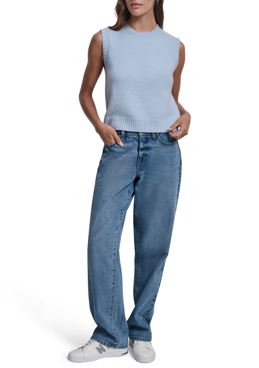 Womens Sleeveless Crew Neck Sweater Vest