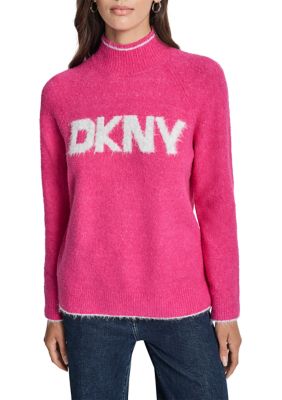 DKNY Jeans Women's Long Sleeve Turtleneck Logo Sweater